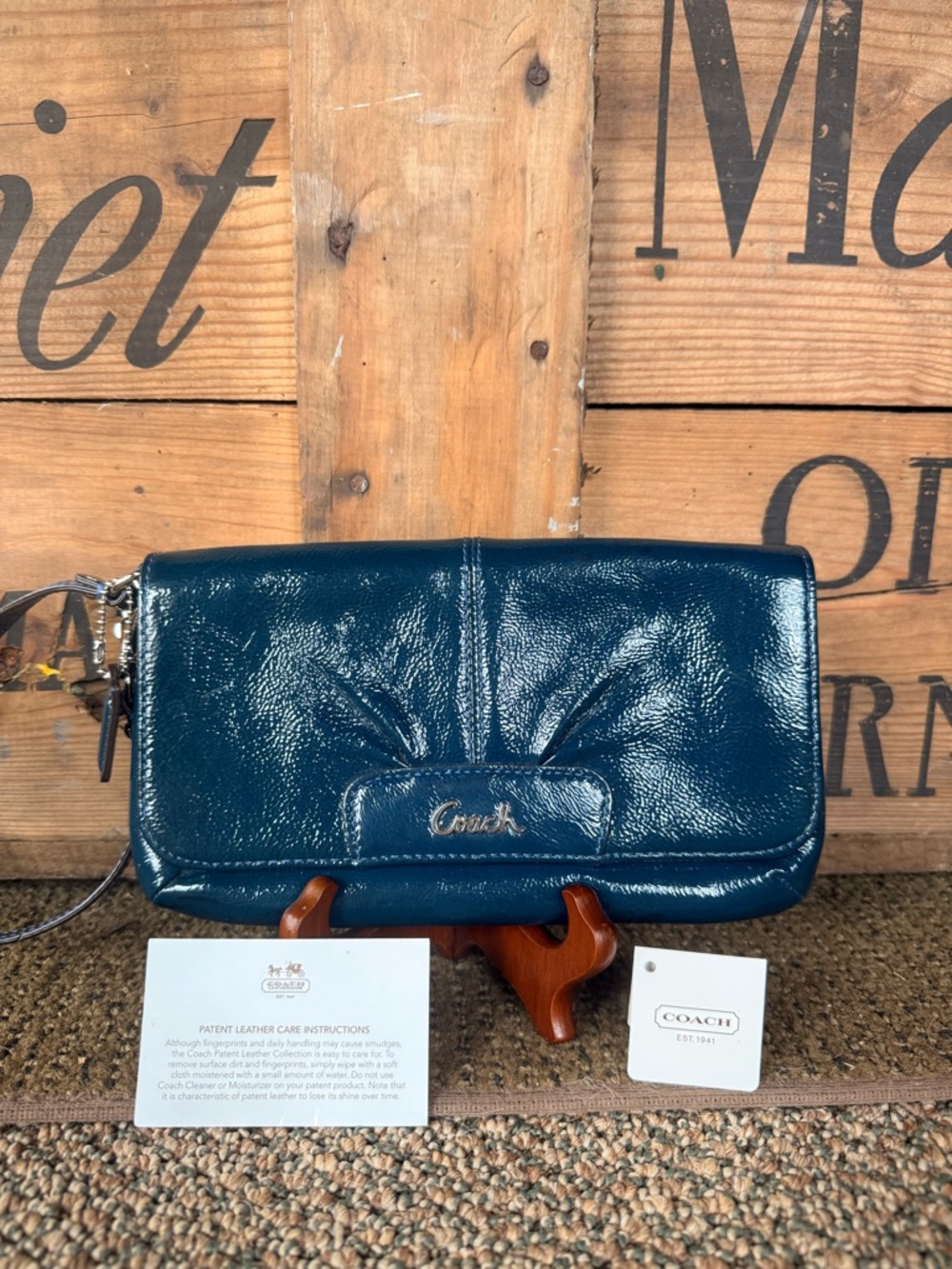 Coach Ashley Patent Leather Large Wristlet
